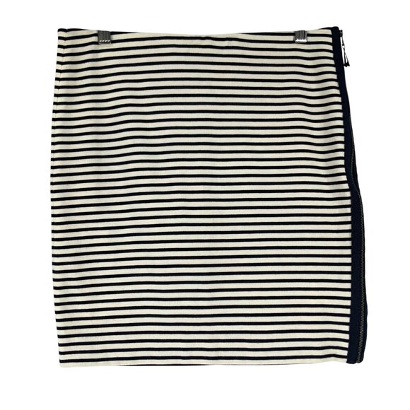 Madewell Blue White Striped Side Zipper Elastic Waist Mini Skirt Size M - Picture 1 of 5